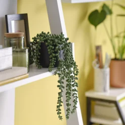 12cm String Of Pearls Artificial Plant In Black Ceramic Pot -Plant Garden World 12cm string of pearls artificial plant in black ceramic pot5010795682591 01i