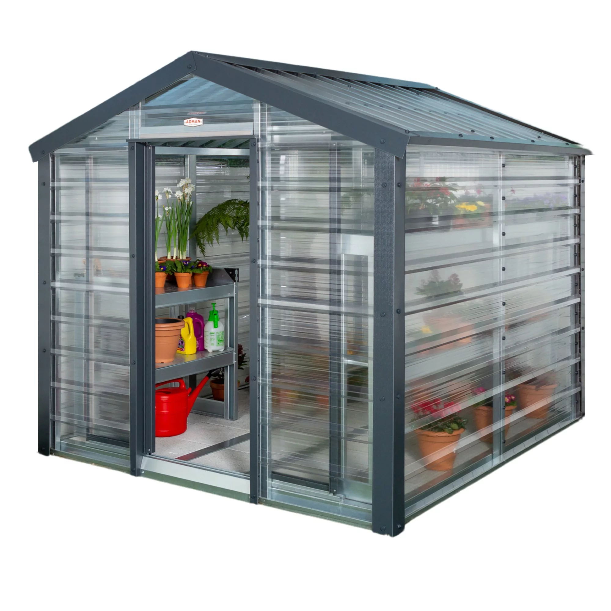 Adman Steel Sheds Multigrow 8x6.1 Greenhouse With Adjustable Vent 1 Adman Steel Sheds Multigrow 8x6.1 Greenhouse With Adjustable Vent