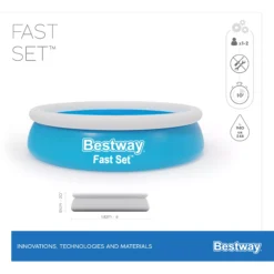 Bestway Fast Set™ Plain ABS Plastic & PVC Family Lounge Pool (W) 1.83m X (L) 1.83m -Plant Garden World bestway fast set plain abs plastic pvc family lounge pool w 1 83m x l 1 83m6942138967630 01t