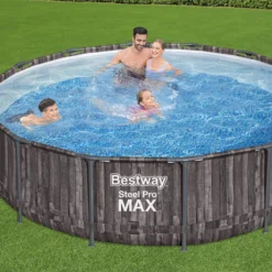 Bestway Steel Pro MAX™ Wood Effect Polyvinyl Chloride (PVC) & Steel Pool (W) 4.27m X (L) 4.27m -Plant Garden World bestway steel pro max wood effect polyvinyl chloride pvc steel pool w 4 27m x l 4 27m6942138983968 01i