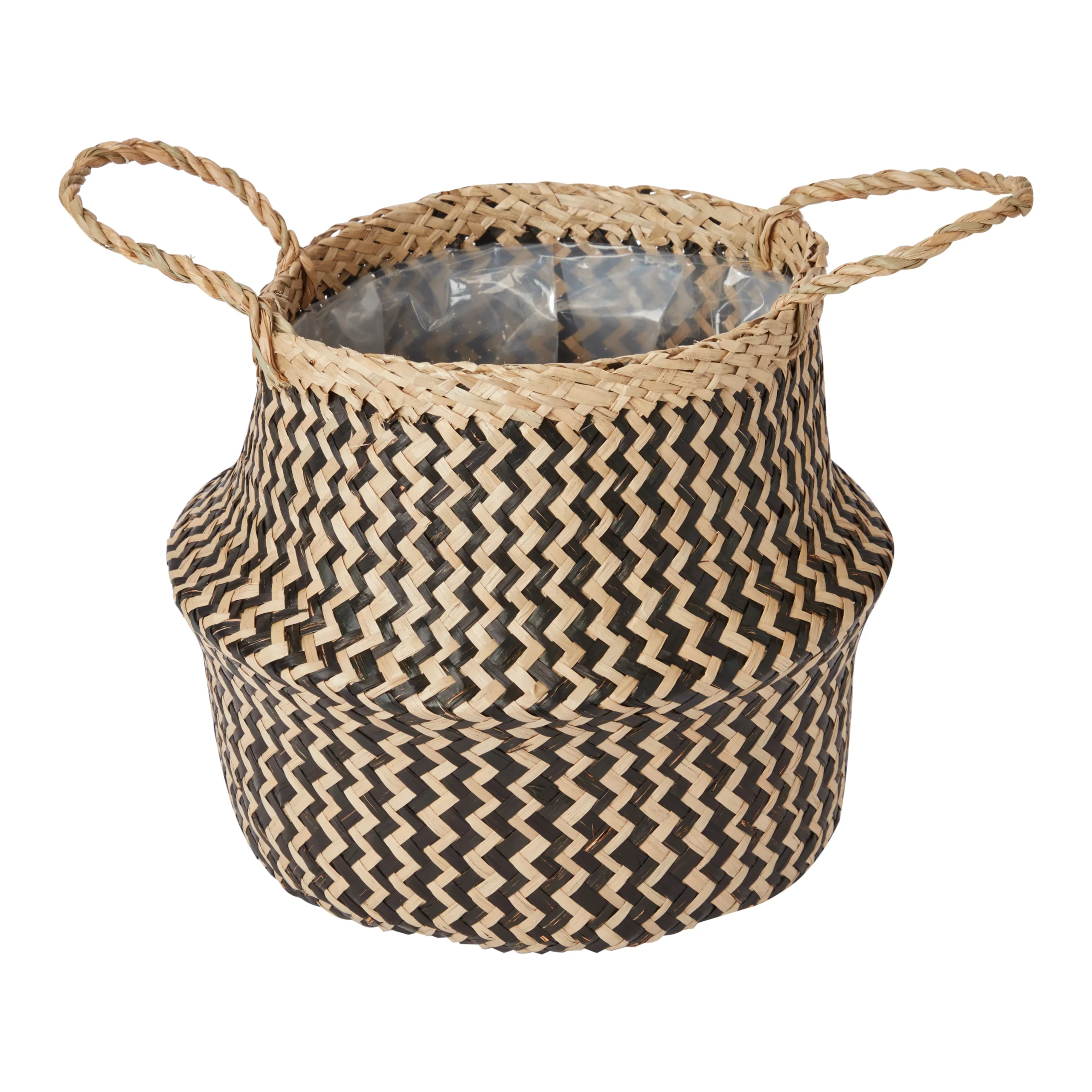 Black Seagrass Herringbone Circular Plant Pot (Dia)25cm 1 Black Seagrass Herringbone Circular Plant Pot (Dia)25cm