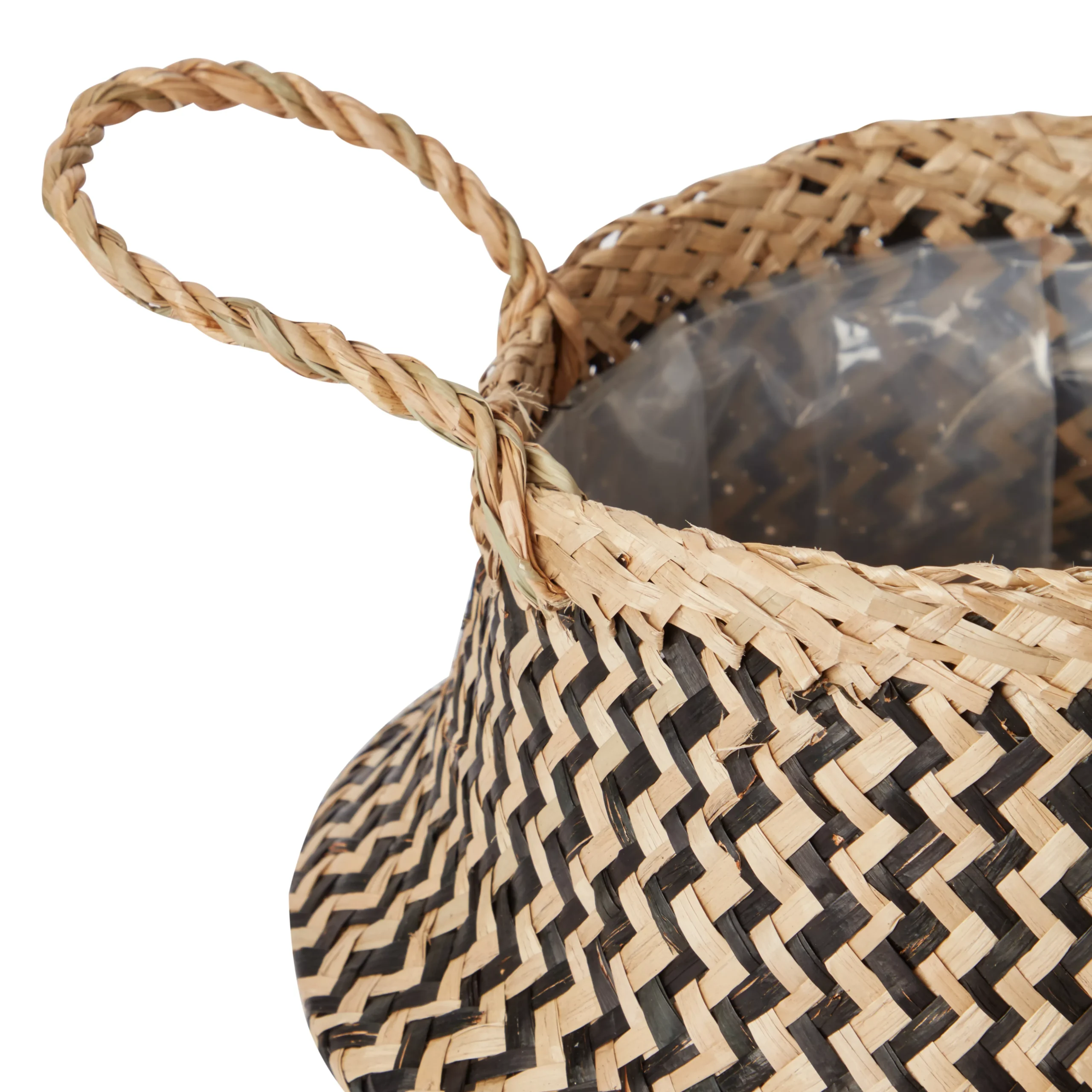 Black Seagrass Herringbone Circular Plant Pot (Dia)25cm 2 Black Seagrass Herringbone Circular Plant Pot (Dia)25cm - Image 2