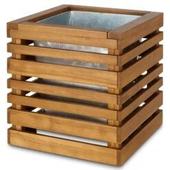 Blooma Denia Brown Wooden Square Planter