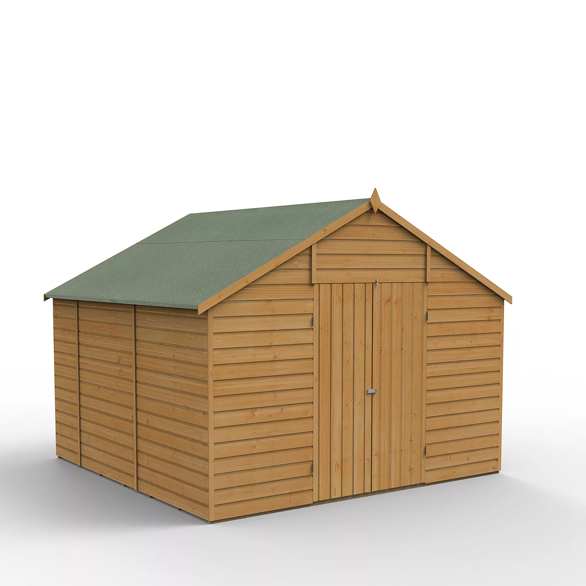 Forest Garden 10x10 Apex Dip Treated Shiplap Wooden Shed With Floor (Base Included) 2 Forest Garden 10x10 Apex Dip Treated Shiplap Wooden Shed With Floor (Base Included) - Image 2