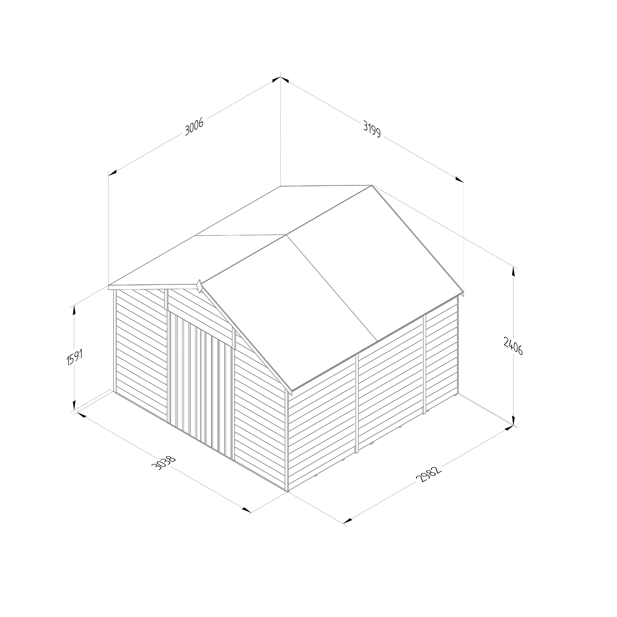Forest Garden 10x10 Apex Pressure Treated Overlap Wooden Shed With Floor 4 Forest Garden 10x10 Apex Pressure Treated Overlap Wooden Shed With Floor - Image 4