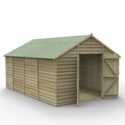 Forest Garden 10x15 Apex Pressure Treated Overlap Wooden Shed With Floor (Base Included)