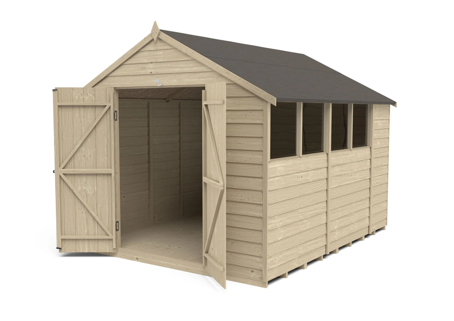 Forest Garden 10x8 Apex Pressure Treated Overlap Wooden Shed With Floor - Assembly Service Included 6 Forest Garden 10x8 Apex Pressure Treated Overlap Wooden Shed With Floor - Assembly Service Included - Image 6