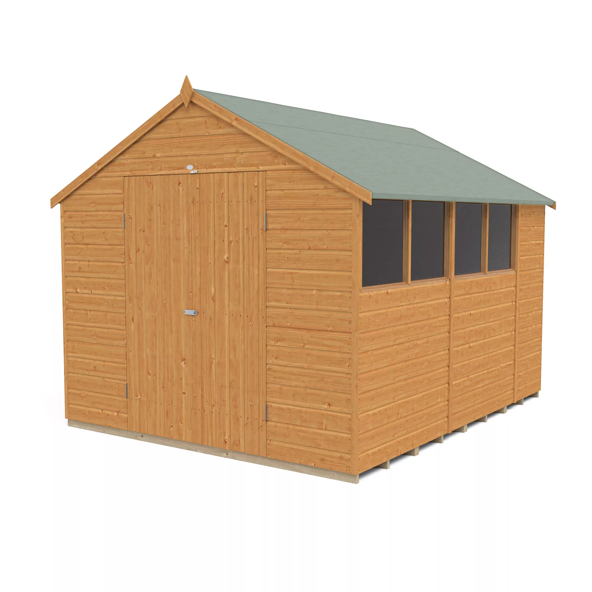 Forest Garden 10x8 Ft Apex Shiplap Wooden 2 Door 4 Windows Shed With Floor - Assembly Service Included 5 Forest Garden 10x8 Ft Apex Shiplap Wooden 2 Door 4 Windows Shed With Floor - Assembly Service Included - Image 5