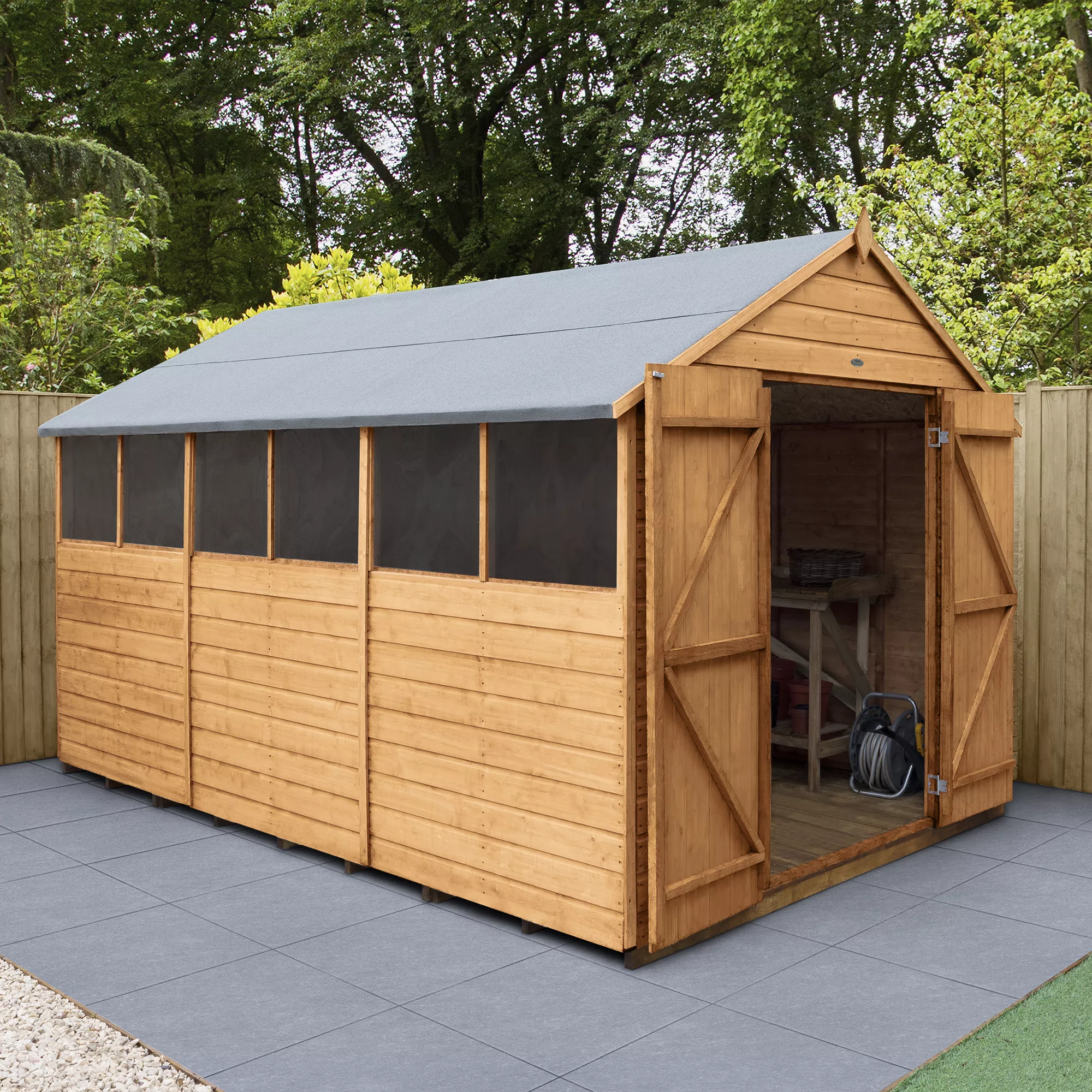 Forest Garden 12x8 Ft Apex Shiplap Wooden 2 Door 6 Windows Shed With Floor - Assembly Service Included 1 Forest Garden 12x8 Ft Apex Shiplap Wooden 2 Door 6 Windows Shed With Floor - Assembly Service Included
