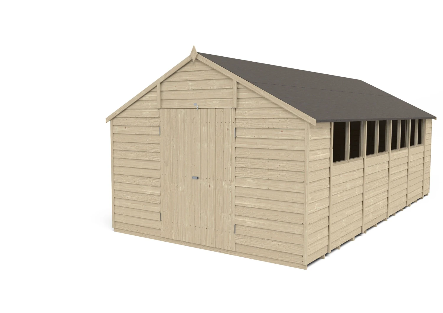 Forest Garden 20x10 Ft Apex Overlap Wooden 2 Door 8 Windows Shed With Floor - Assembly Service Included 2 Forest Garden 20x10 Ft Apex Overlap Wooden 2 Door 8 Windows Shed With Floor - Assembly Service Included - Image 2