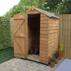 Forest Garden 4x3 Apex Dip Treated Overlap Wooden Shed With Floor - Assembly Service Included