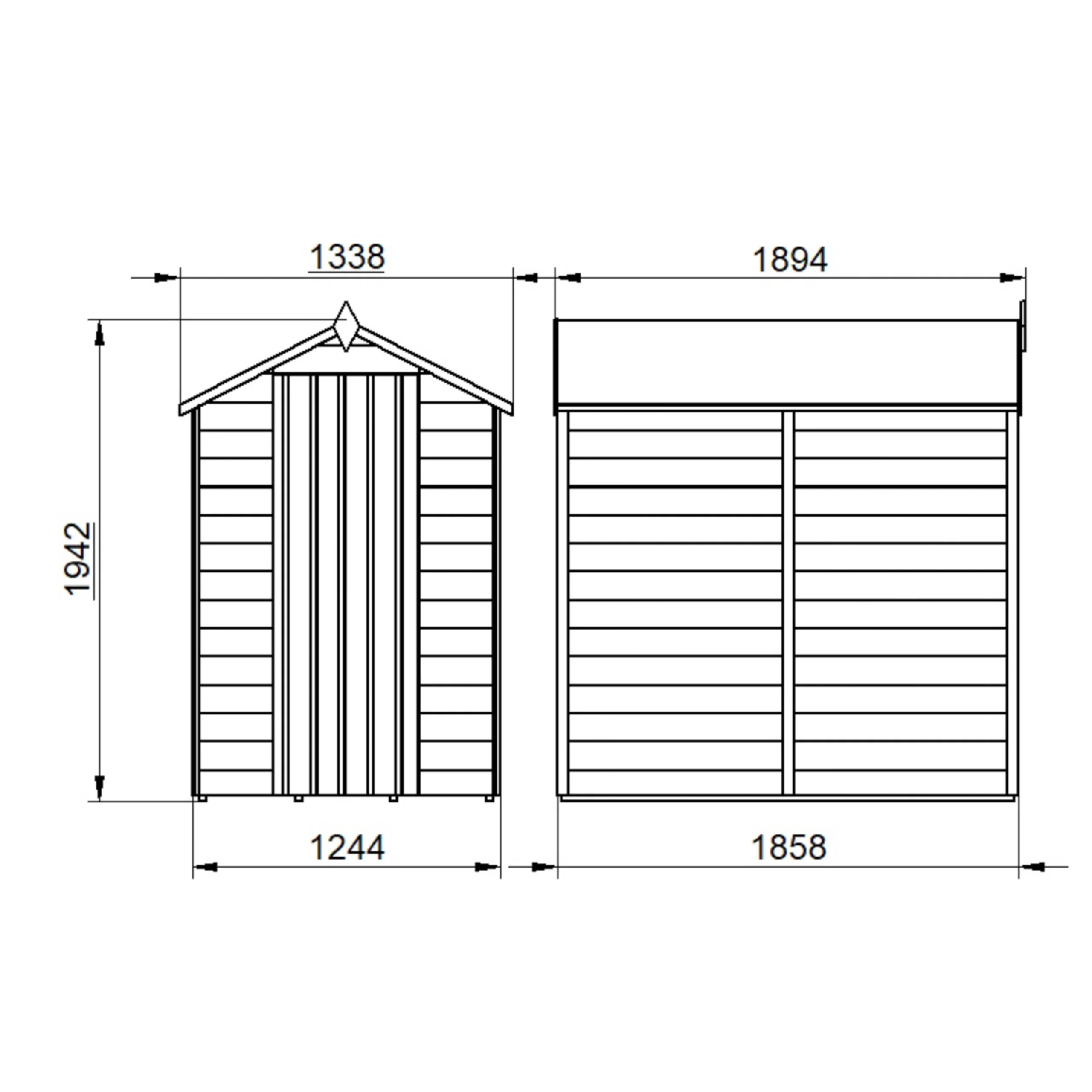 Forest Garden 6x4 Apex Dip Treated Overlap Wooden Shed With Floor 7 Forest Garden 6x4 Apex Dip Treated Overlap Wooden Shed With Floor - Image 7
