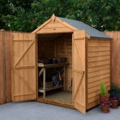Forest Garden 6x4 Ft Apex Wooden 2 Door Shed With Floor - Assembly Service Included