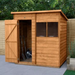 Forest Garden 6x4 Pent Dip Treated Overlap Wooden Shed With Floor - Assembly Service Included