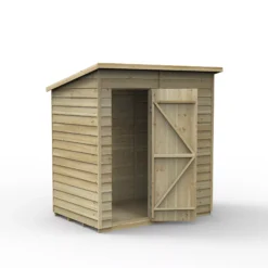 Forest Garden 6x4 Pent Pressure Treated Overlap Wooden Shed With Floor - Assembly Service Included