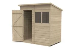 Forest Garden 6x4 Pent Pressure Treated Overlap Wooden Shed With Floor (Base Included) - Assembly Service Included -Plant Garden World forest garden 6x4 pent pressure treated overlap wooden shed with floor base included assembly service included5013053178416 21c bq