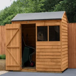 Forest Garden 6x4 Reverse Apex Dip Treated Overlap Wooden Shed With Floor (Base Included) - Assembly Service Included