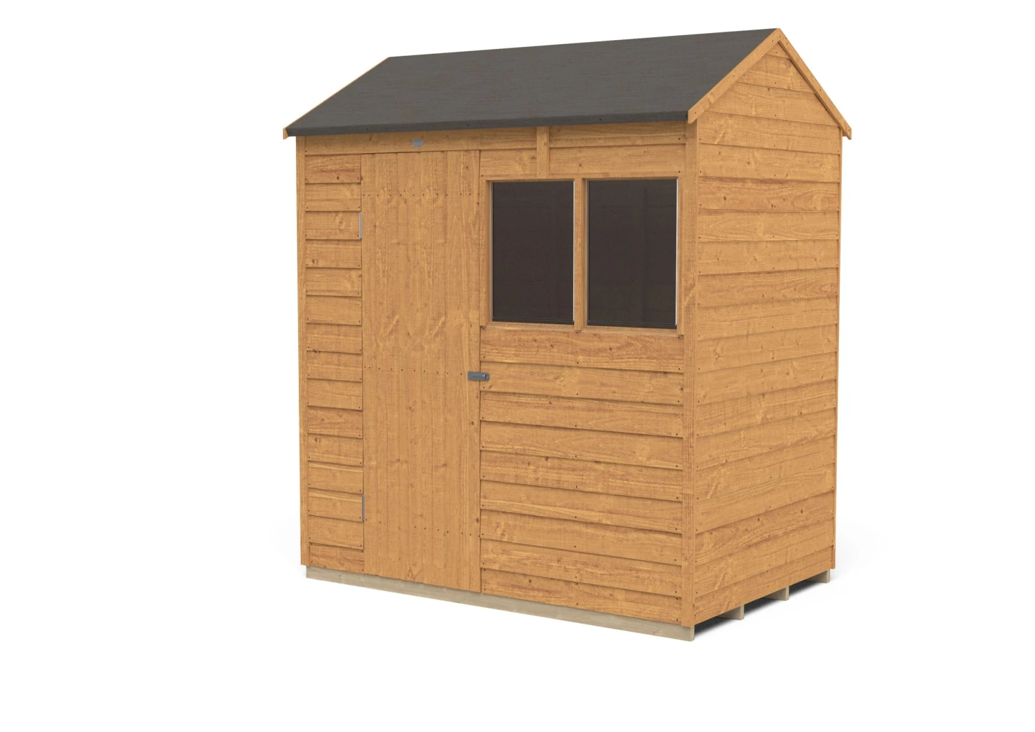 Forest Garden 6x4 Reverse Apex Dip Treated Overlap Wooden Shed With Floor 2 Forest Garden 6x4 Reverse Apex Dip Treated Overlap Wooden Shed With Floor - Image 2