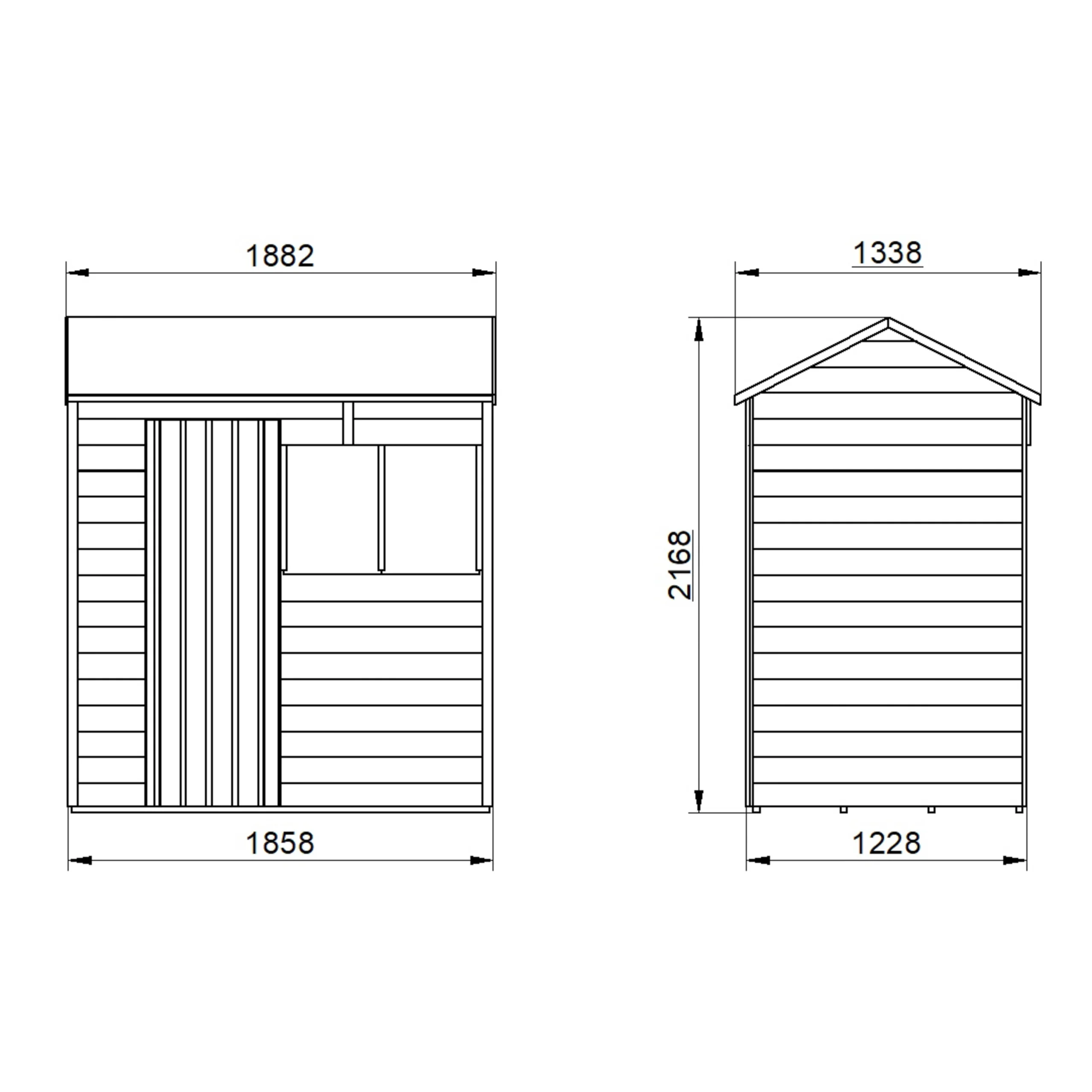 Forest Garden 6x4 Reverse Apex Dip Treated Overlap Wooden Shed With Floor 7 Forest Garden 6x4 Reverse Apex Dip Treated Overlap Wooden Shed With Floor - Image 7