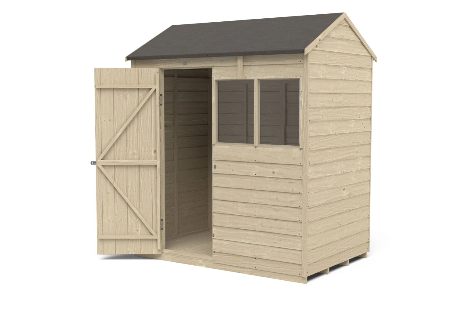 Forest Garden 6x4 Reverse Apex Pressure Treated Overlap Wooden Shed With Floor - Assembly Service Included 4 Forest Garden 6x4 Reverse Apex Pressure Treated Overlap Wooden Shed With Floor - Assembly Service Included - Image 4