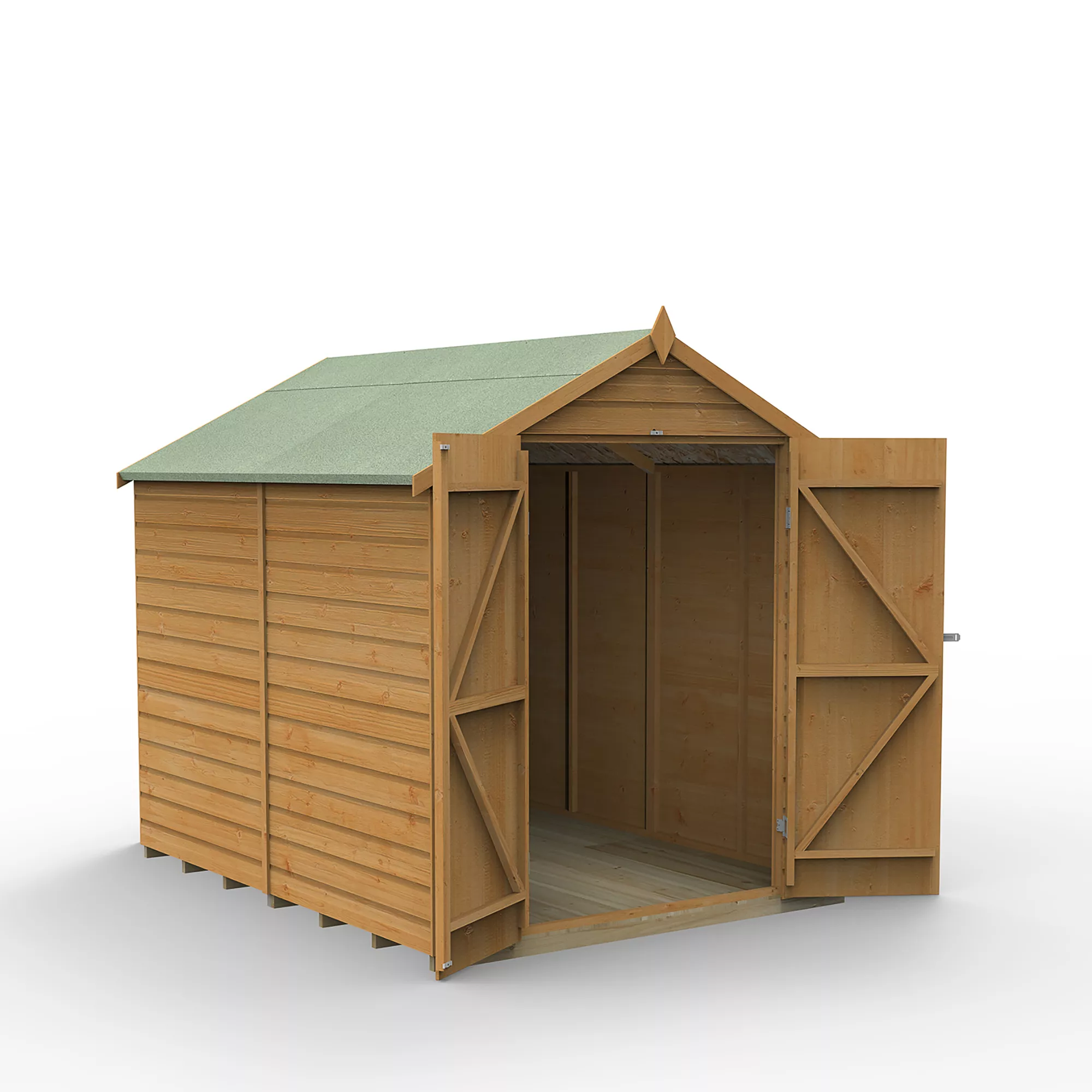 Forest Garden 6x8 Apex Dip Treated Shiplap Wooden Shed With Floor (Base Included) - Assembly Service Included 1 Forest Garden 6x8 Apex Dip Treated Shiplap Wooden Shed With Floor (Base Included) - Assembly Service Included