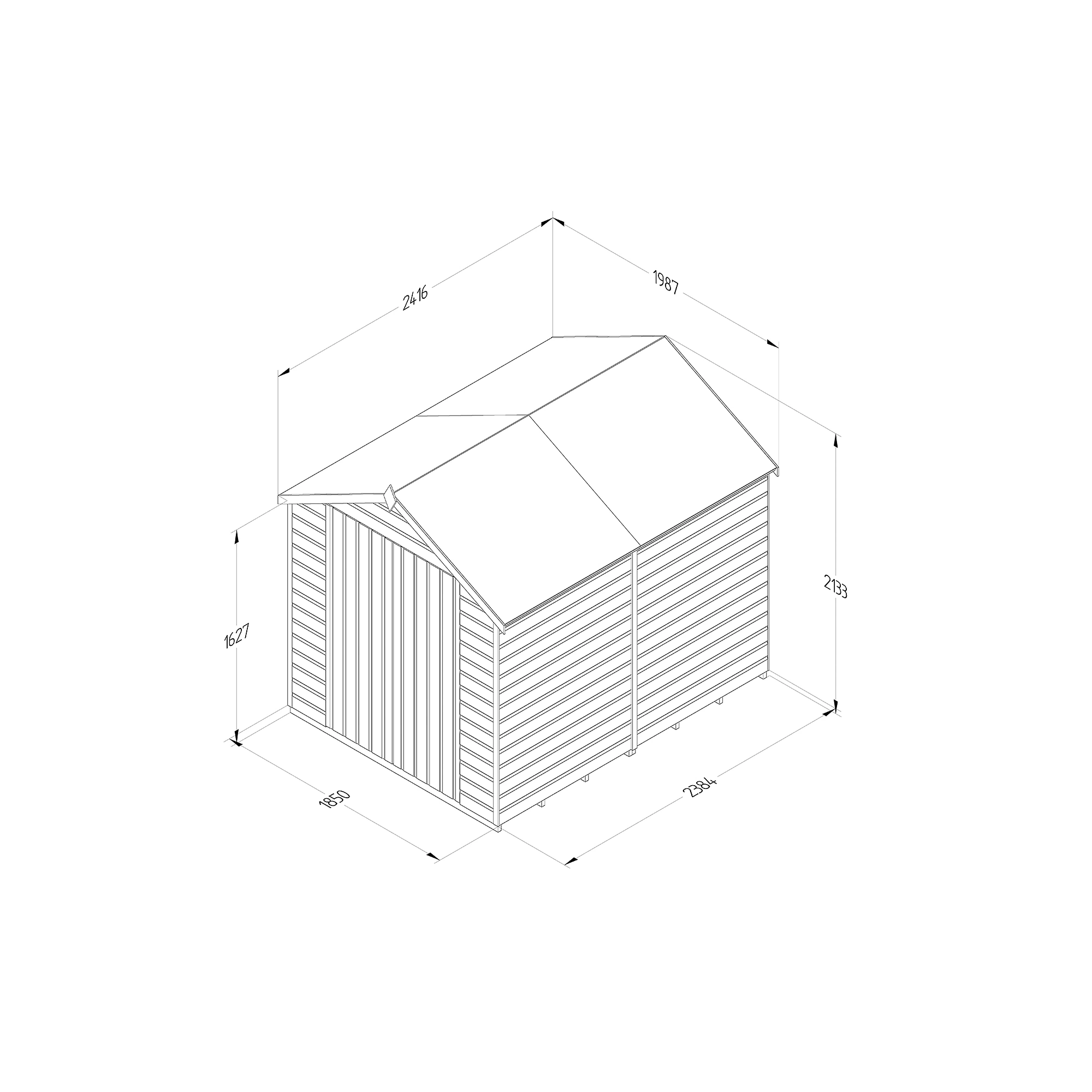 Forest Garden 6x8 Apex Dip Treated Shiplap Wooden Shed With Floor 4 Forest Garden 6x8 Apex Dip Treated Shiplap Wooden Shed With Floor - Image 4