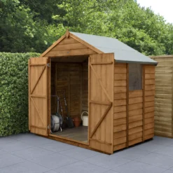 Forest Garden 7x5 Apex Dip Treated Overlap Wooden Shed With Floor (Base Included) - Assembly Service Included