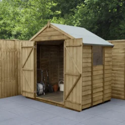 Forest Garden 7x5 Apex Pressure Treated Overlap Wooden Shed With Floor (Base Included)