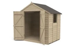 Forest Garden 7x5 Apex Pressure Treated Overlap Wooden Shed With Floor (Base Included) -Plant Garden World forest garden 7x5 apex pressure treated overlap wooden shed with floor base included 5013053177846 21c bq