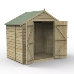 Forest Garden 7x5 Apex Pressure Treated Overlap Wooden Shed With Floor
