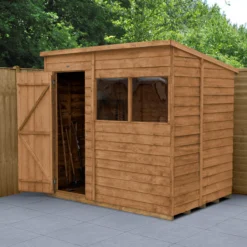 Forest Garden 7x5 Pent Dip Treated Overlap Wooden Shed With Floor