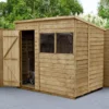 Forest Garden 7x5 Pent Pressure Treated Overlap Wooden Shed With Floor - Assembly Service Included