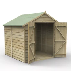 Forest Garden 7x7 Apex Pressure Treated Overlap Wooden Shed With Floor (Base Included) - Assembly Service Included