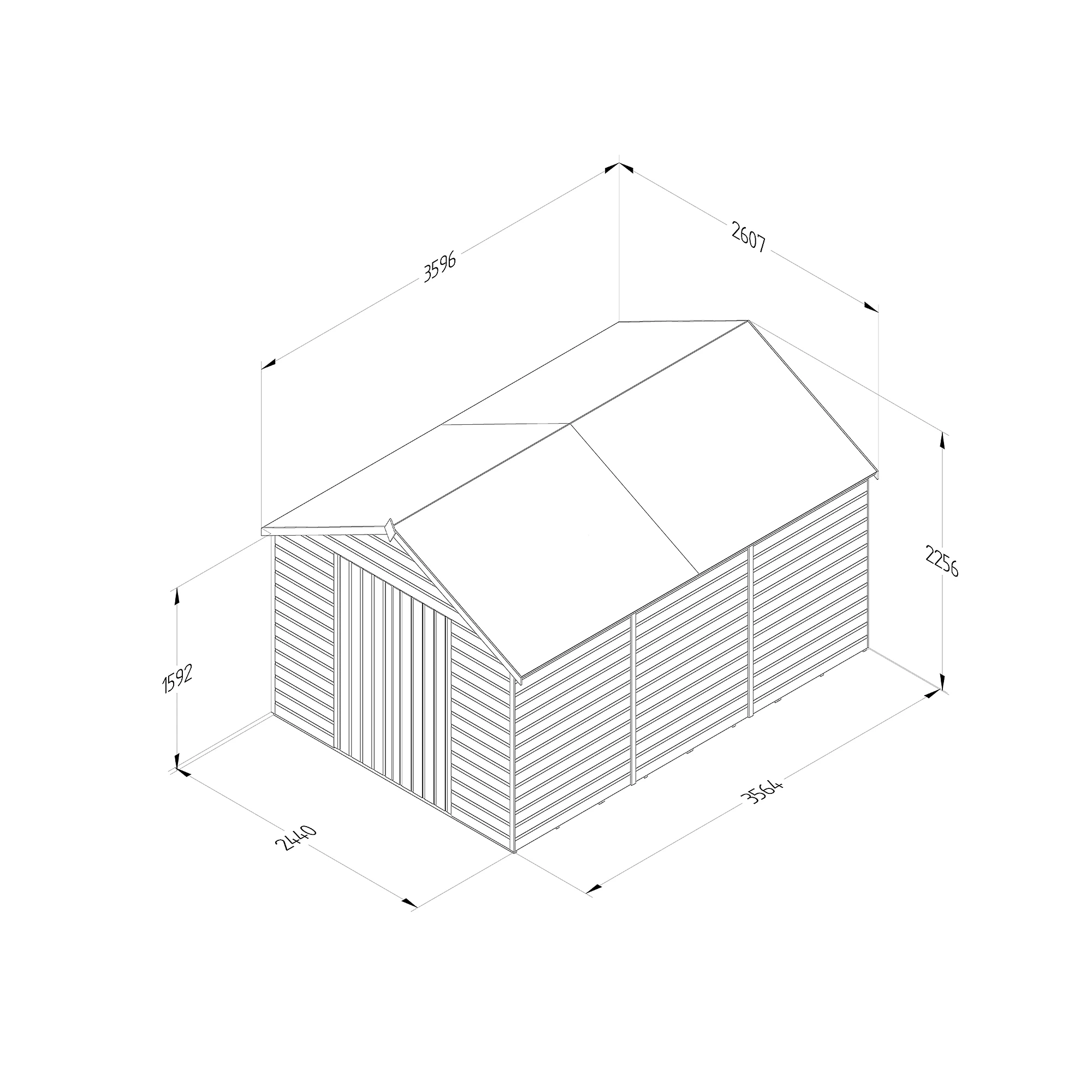 Forest Garden 8x12 Apex Dip Treated Shiplap Wooden Shed With Floor (Base Included) - Assembly Service Included 4 Forest Garden 8x12 Apex Dip Treated Shiplap Wooden Shed With Floor (Base Included) - Assembly Service Included - Image 4