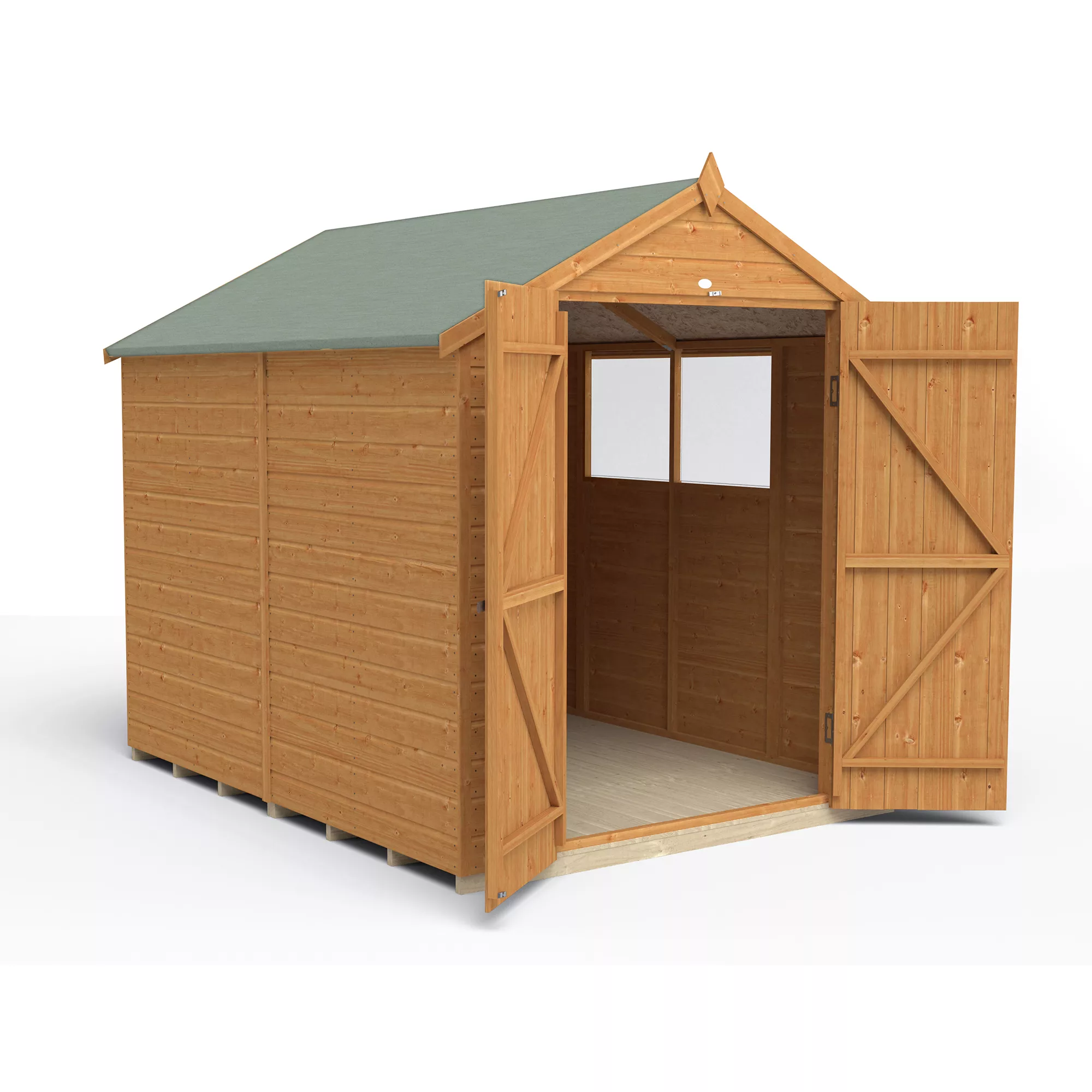 Forest Garden 8x6 Ft Apex Shiplap Wooden 2 Door 2 Windows Shed With Floor - Assembly Service Included 4 Forest Garden 8x6 Ft Apex Shiplap Wooden 2 Door 2 Windows Shed With Floor - Assembly Service Included - Image 4