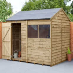 Forest Garden 8x6 Reverse Apex Pressure Treated Overlap Wooden Shed With Floor