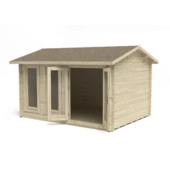 Forest Garden Chiltern 4x3 Toughened Glass Pent Loglap Solid Wood Cabin With Double Door - Assembly Service Included -Plant Garden World forest garden chiltern 4x3 toughened glass pent loglap solid wood cabin with double door assembly service included5013053181669 04c bq