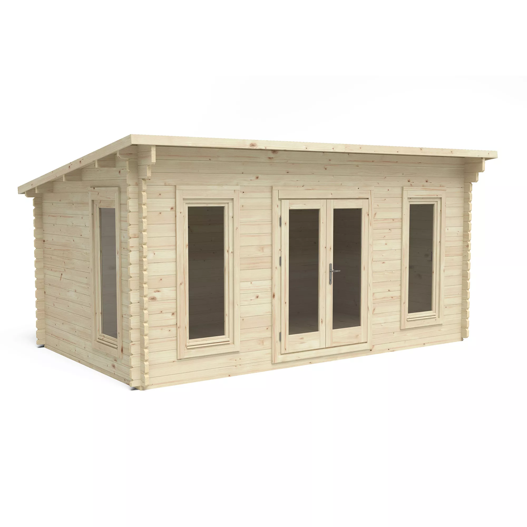 Forest Garden Elmley 5x3 Toughened Glass Pent Loglap Solid Wood Cabin With Double Door 3 Forest Garden Elmley 5x3 Toughened Glass Pent Loglap Solid Wood Cabin With Double Door - Image 3