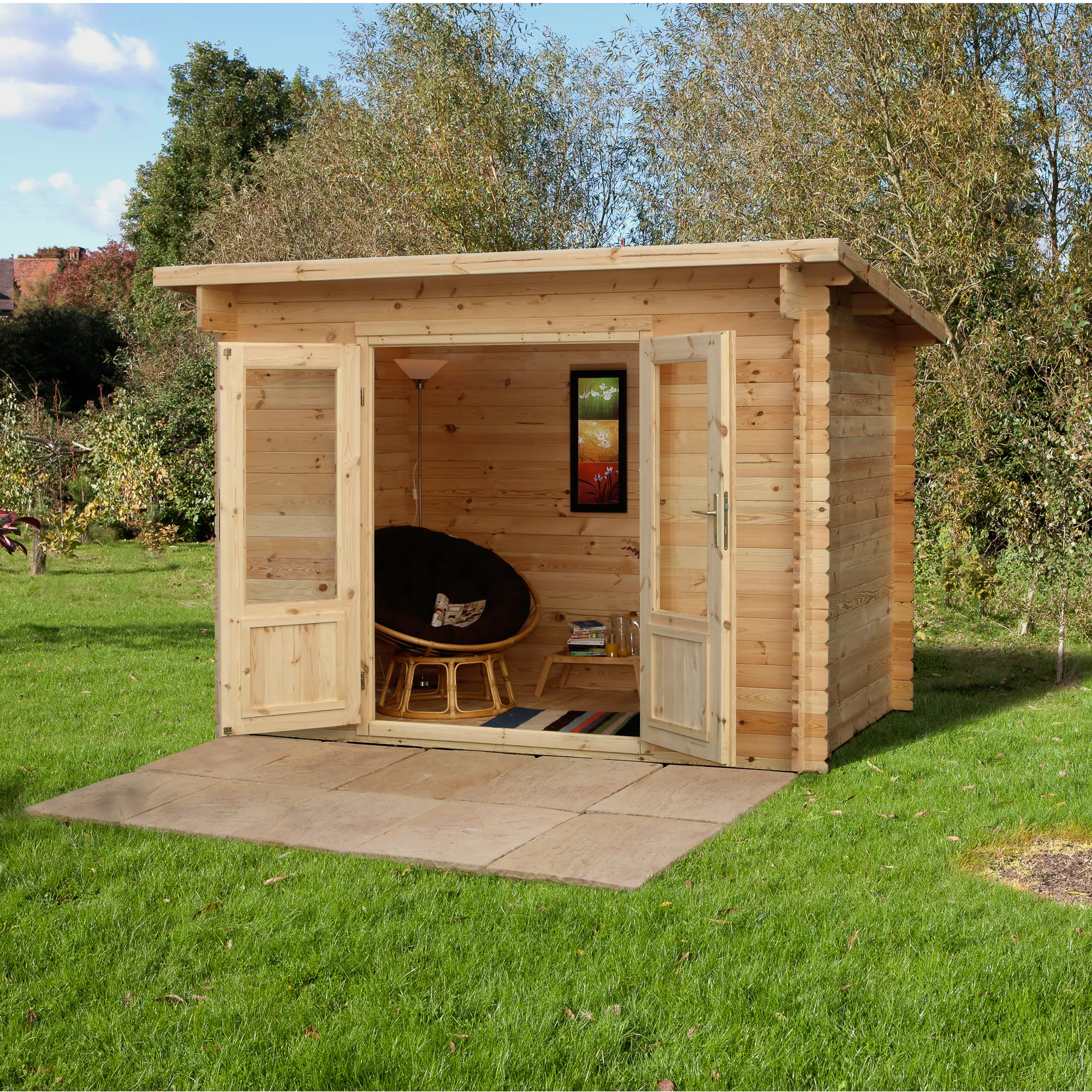 Forest Garden Harwood 3x2 Toughened Glass Pent Loglap Solid Wood Cabin With Double Door - Assembly Service Included 1 Forest Garden Harwood 3x2 Toughened Glass Pent Loglap Solid Wood Cabin With Double Door - Assembly Service Included