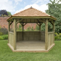 Forest Garden Hexagonal Gazebo With Cedar Roof, (W)4.26m (D)3.69m