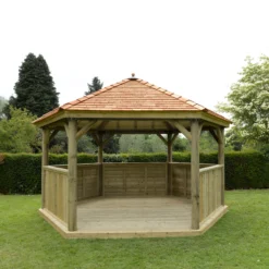 Forest Garden Hexagonal Gazebo With Cedar Roof, (W)4.9m (D)4.24m
