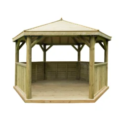 Forest Garden Hexagonal Gazebo With Timber Roof, (W)4.26m (D)3.69m -Plant Garden World forest garden hexagonal gazebo with timber roof w 4 26m d 3 69m5013053163412 02c bq