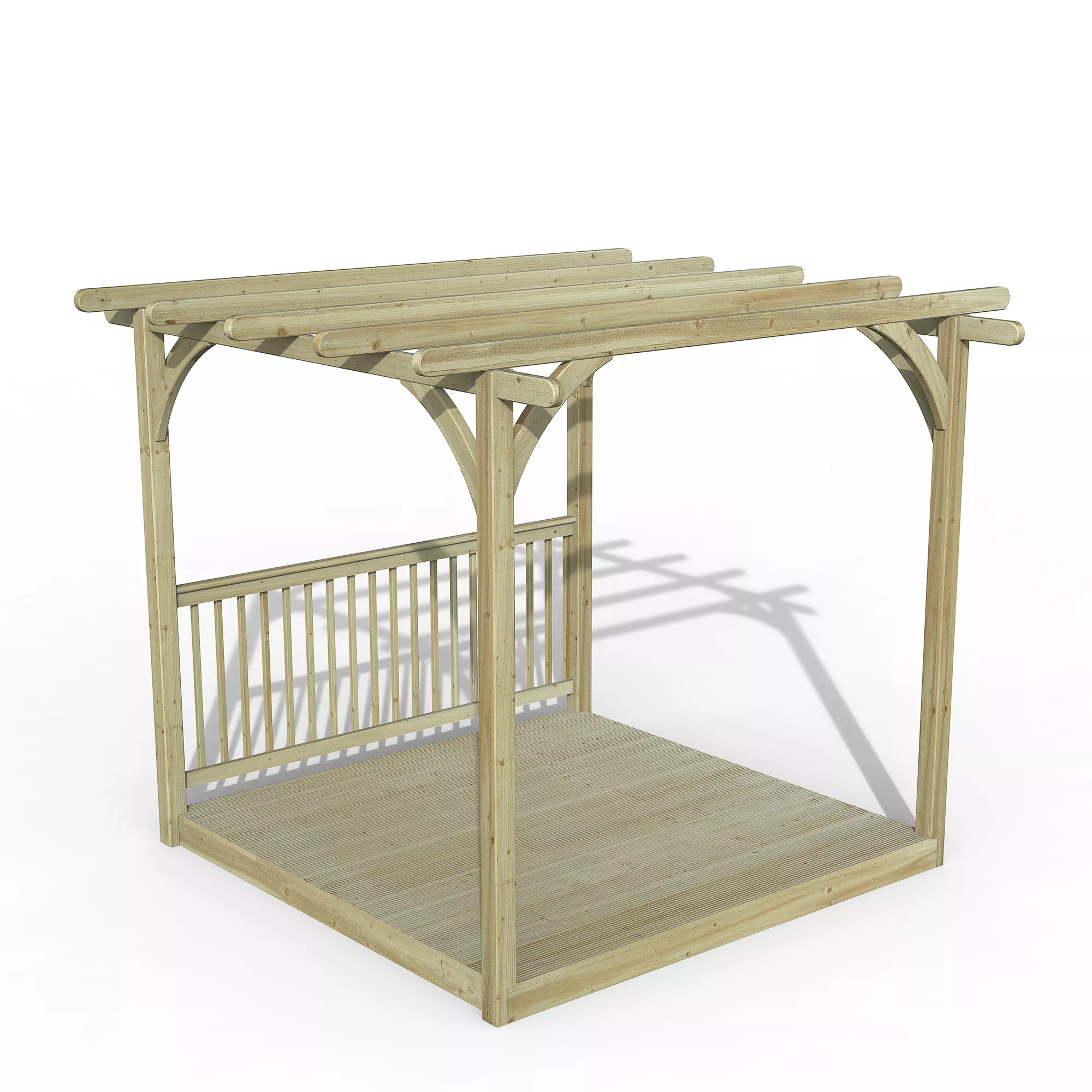 Forest Garden Natural Pergola & Decking Kit, X4 Post X1 Balustrade (H) 2.5m X (W) 3m 1 Forest Garden Natural Pergola & Decking Kit, X4 Post X1 Balustrade (H) 2.5m X (W) 3m