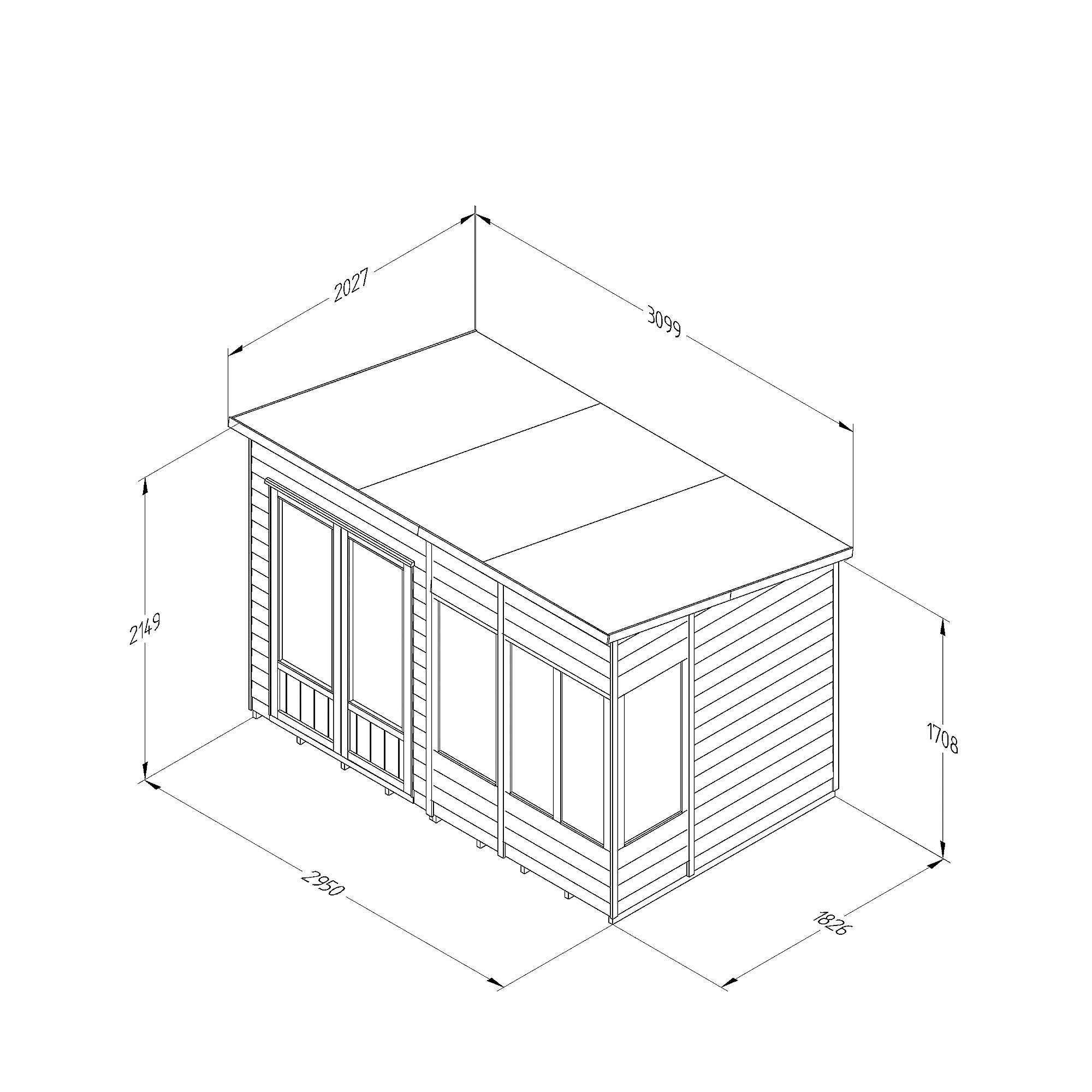 Forest Garden Oakley 10x6 Pent Overlap Solid Wood Summer House With Double Door (Base Included) - Assembly Service Included 5 Forest Garden Oakley 10x6 Pent Overlap Solid Wood Summer House With Double Door (Base Included) - Assembly Service Included - Image 5
