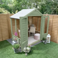 Forest Garden Oakley 6x4 Apex Overlap Solid Wood Summer House With Double Door (Base Included) -Plant Garden World forest garden oakley 6x4 apex overlap solid wood summer house with double door base included 5013053188446 02i bq