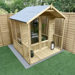 Forest Garden Oakley 6x6 Apex Overlap Solid Wood Summer House With Double Door - Assembly Service Included -Plant Garden World forest garden oakley 6x6 apex overlap solid wood summer house with double door assembly service included5013053188491 02i bq