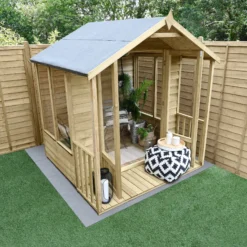 Forest Garden Oakley 6x6 Apex Overlap Solid Wood Summer House With Double Door - Assembly Service Included -Plant Garden World forest garden oakley 6x6 apex overlap solid wood summer house with double door assembly service included5013053188491 03i bq