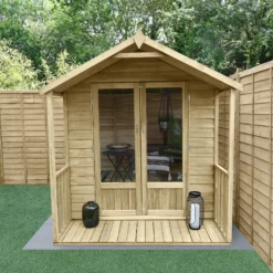 Forest Garden Oakley 6x6 Apex Overlap Solid Wood Summer House With Double Door (Base Included) -Plant Garden World forest garden oakley 6x6 apex overlap solid wood summer house with double door base included 5013053188545 01i bq