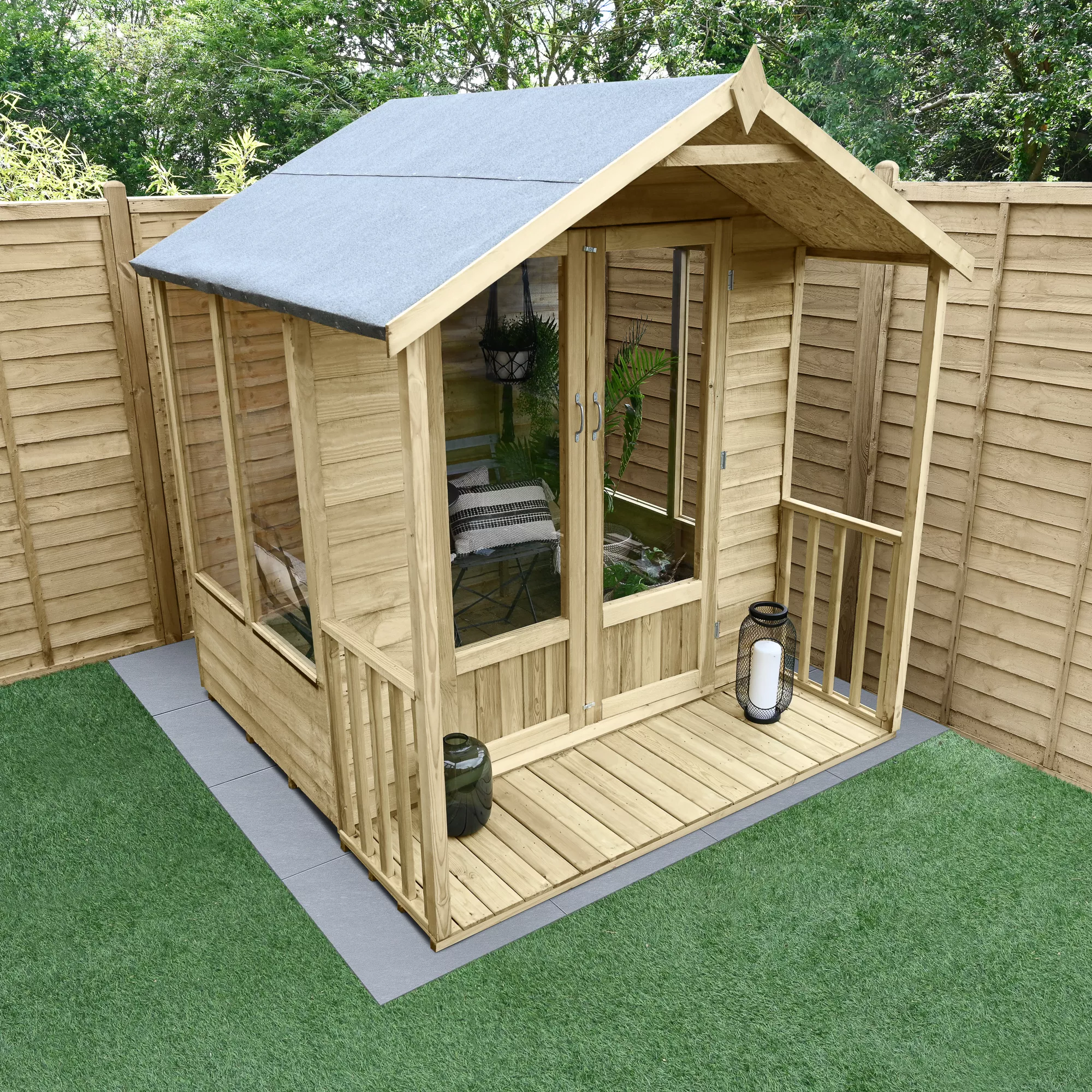 Forest Garden Oakley 6x6 Apex Overlap Solid Wood Summer House With Double Door (Base Included) - Assembly Service Included 5 Forest Garden Oakley 6x6 Apex Overlap Solid Wood Summer House With Double Door (Base Included) - Assembly Service Included - Image 5