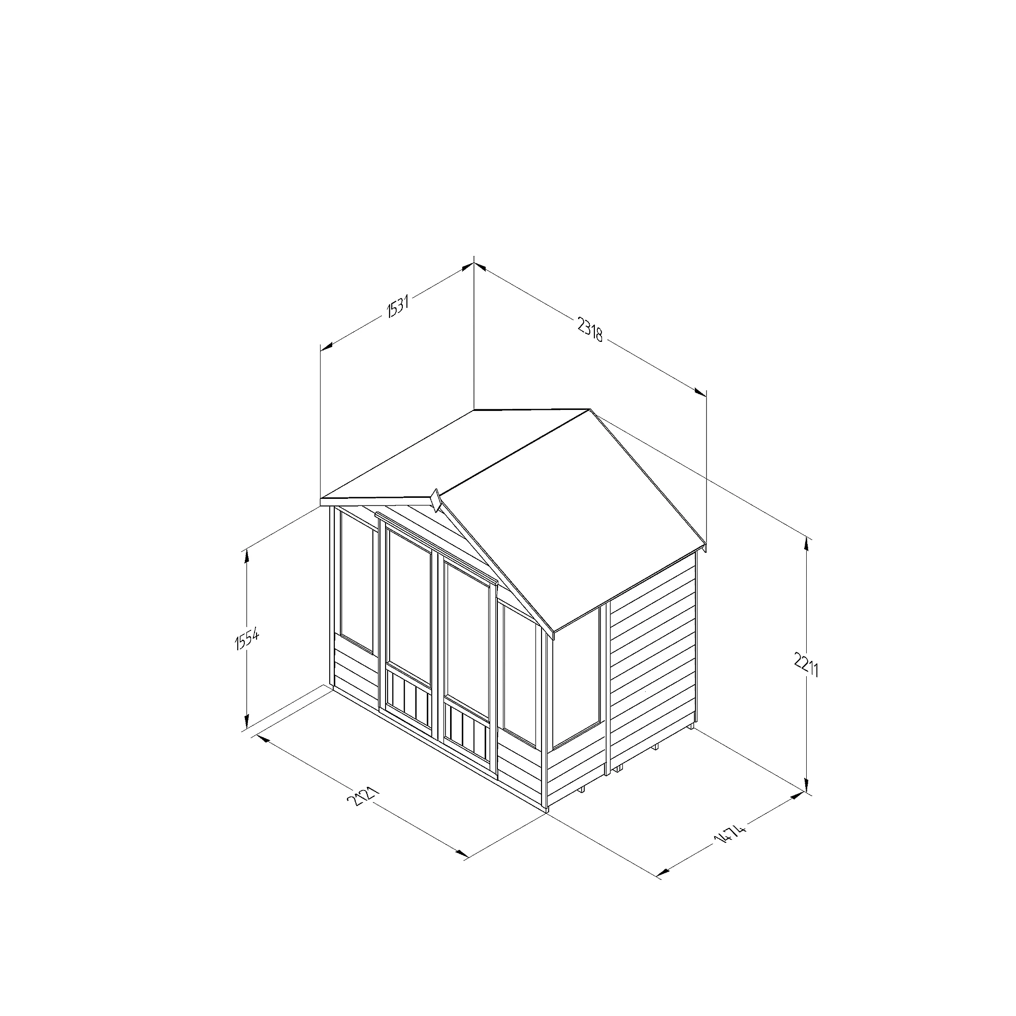 Forest Garden Oakley 7x7 Apex Overlap Solid Wood Summer House With Double Door - Assembly Service Included 7 Forest Garden Oakley 7x7 Apex Overlap Solid Wood Summer House With Double Door - Assembly Service Included - Image 7